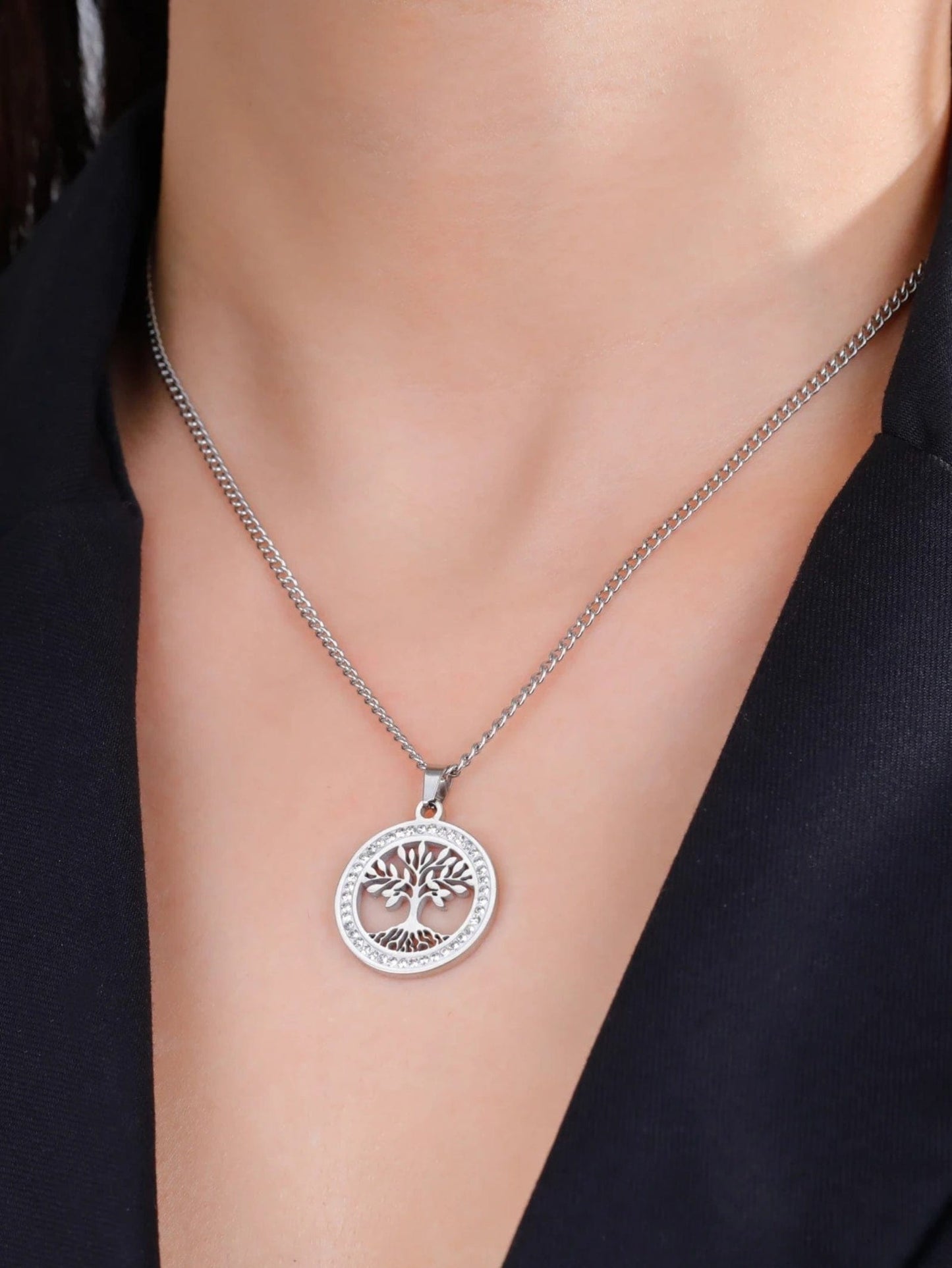Collier Arbre de Vie Scintillant Argent