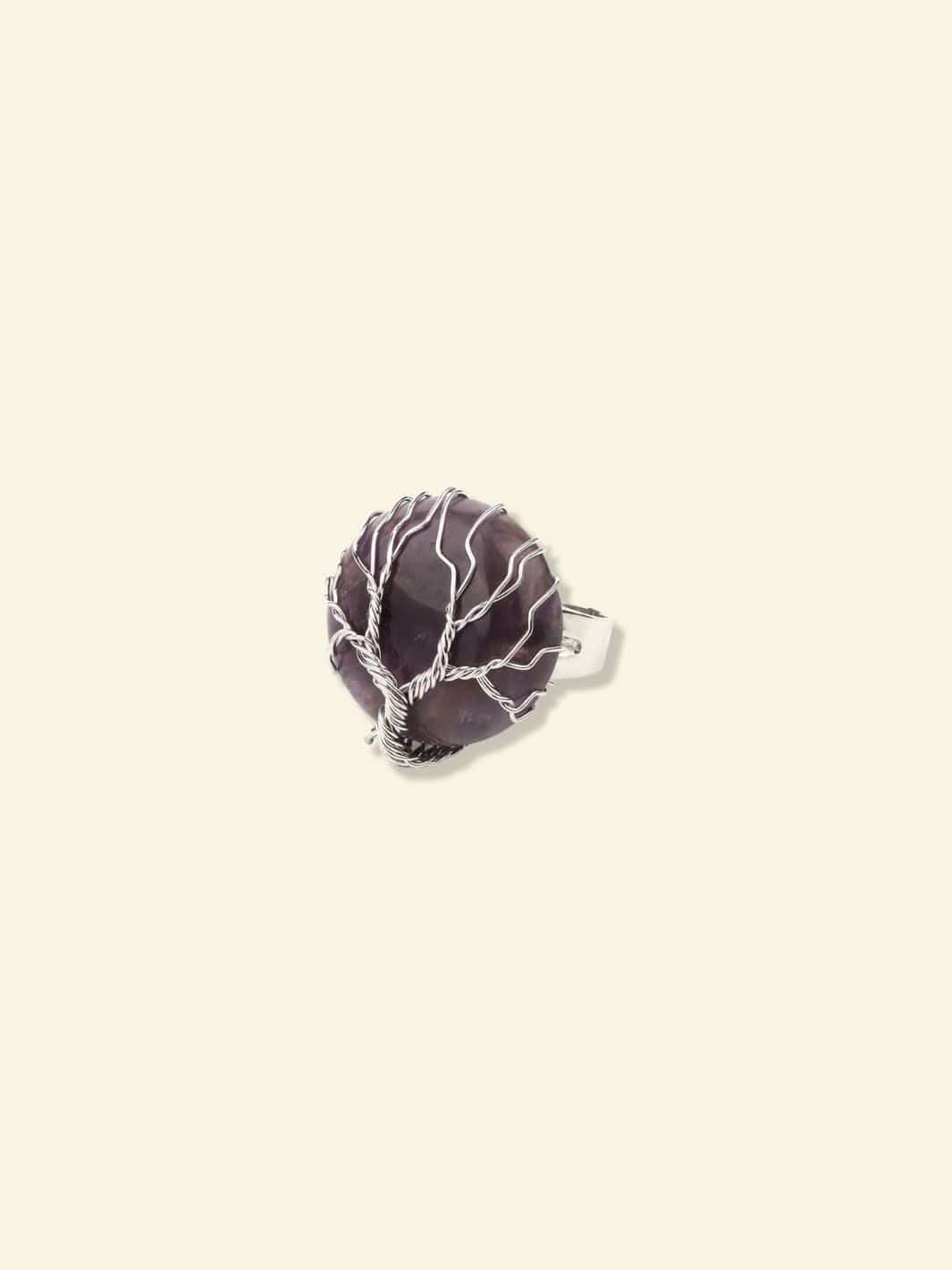 Bague Arbre de Vie Pierre Précieuse Amethyste