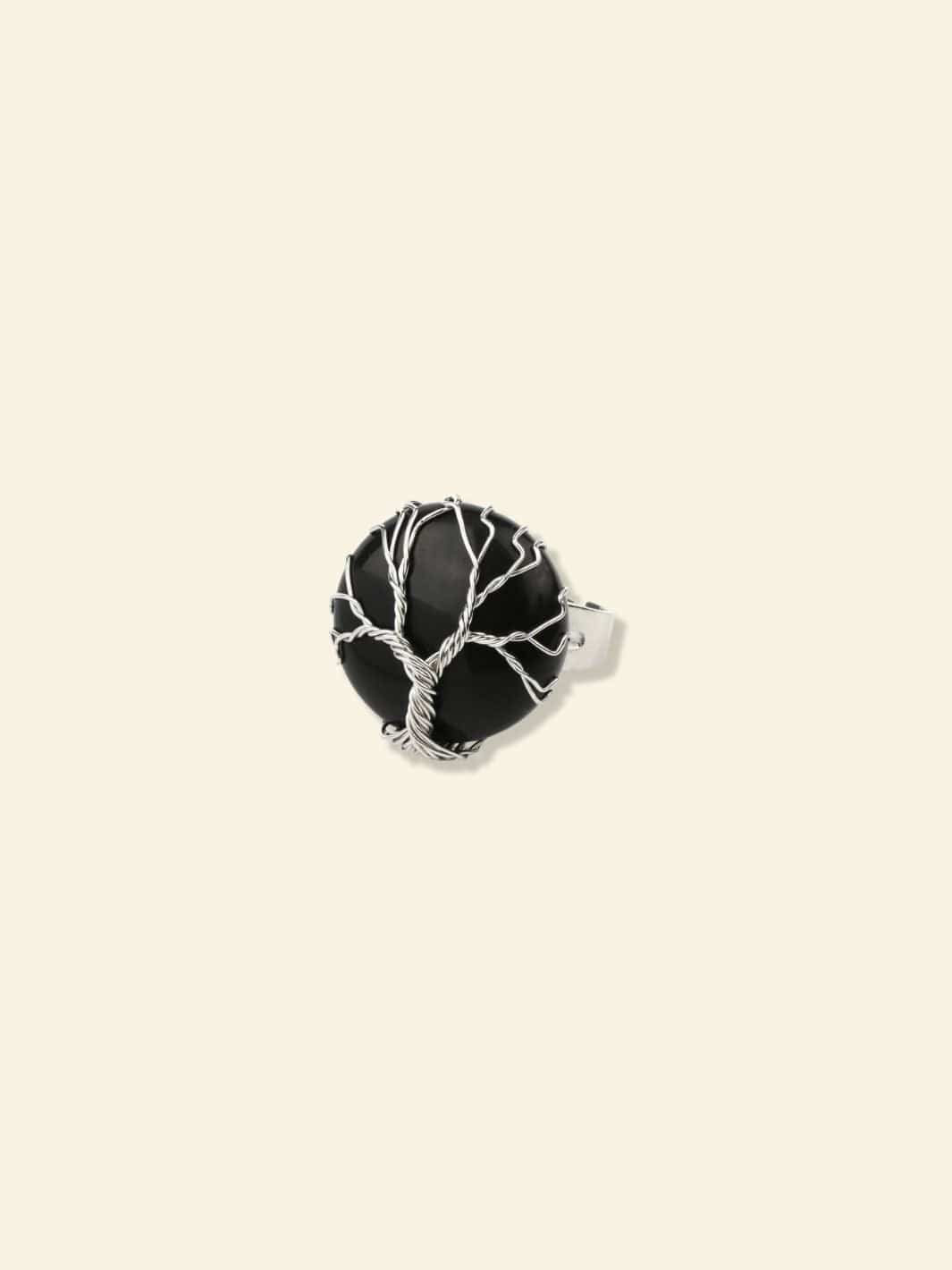 Bague Arbre de Vie Pierre Précieuse Onyx noir