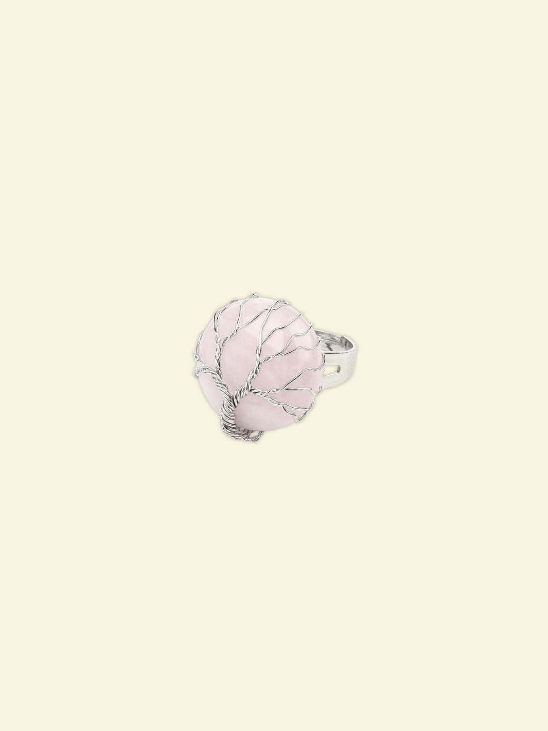 Bague Arbre de Vie Pierre Précieuse Quartz rose