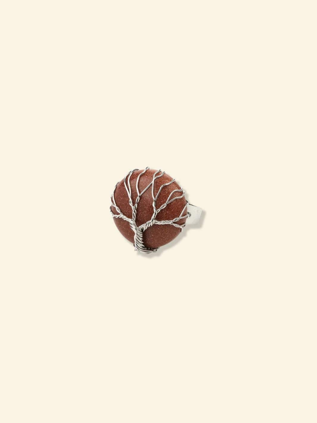 Bague Arbre de Vie Pierre Précieuse Sable brun