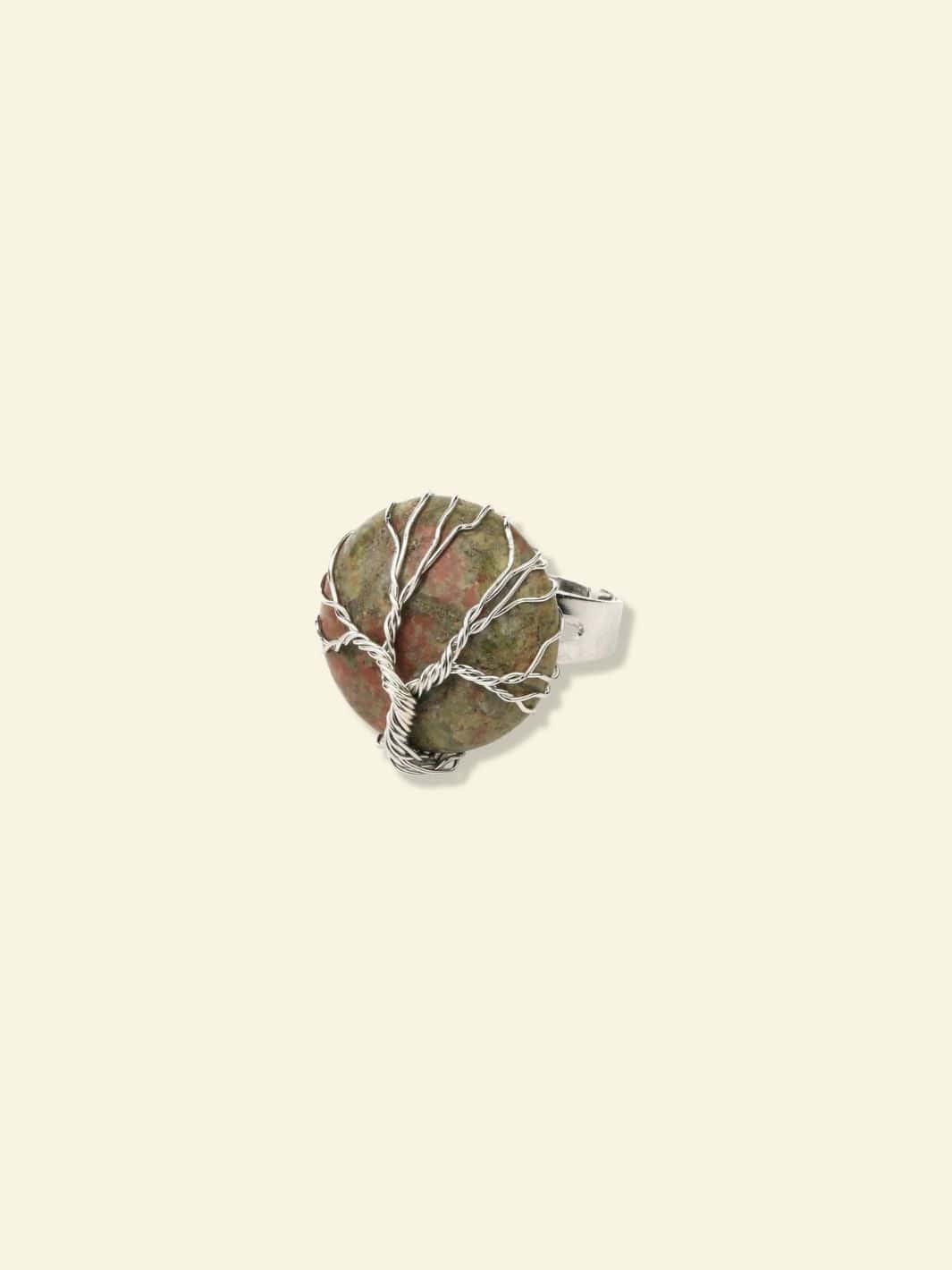 Bague Arbre de Vie Pierre Précieuse Unakite