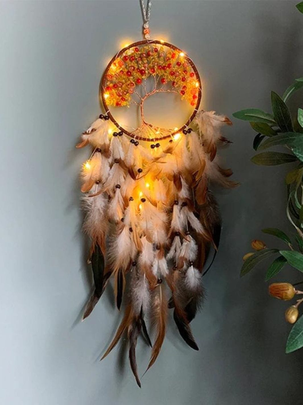 Macramé Arbre de Vie Café lumineux
