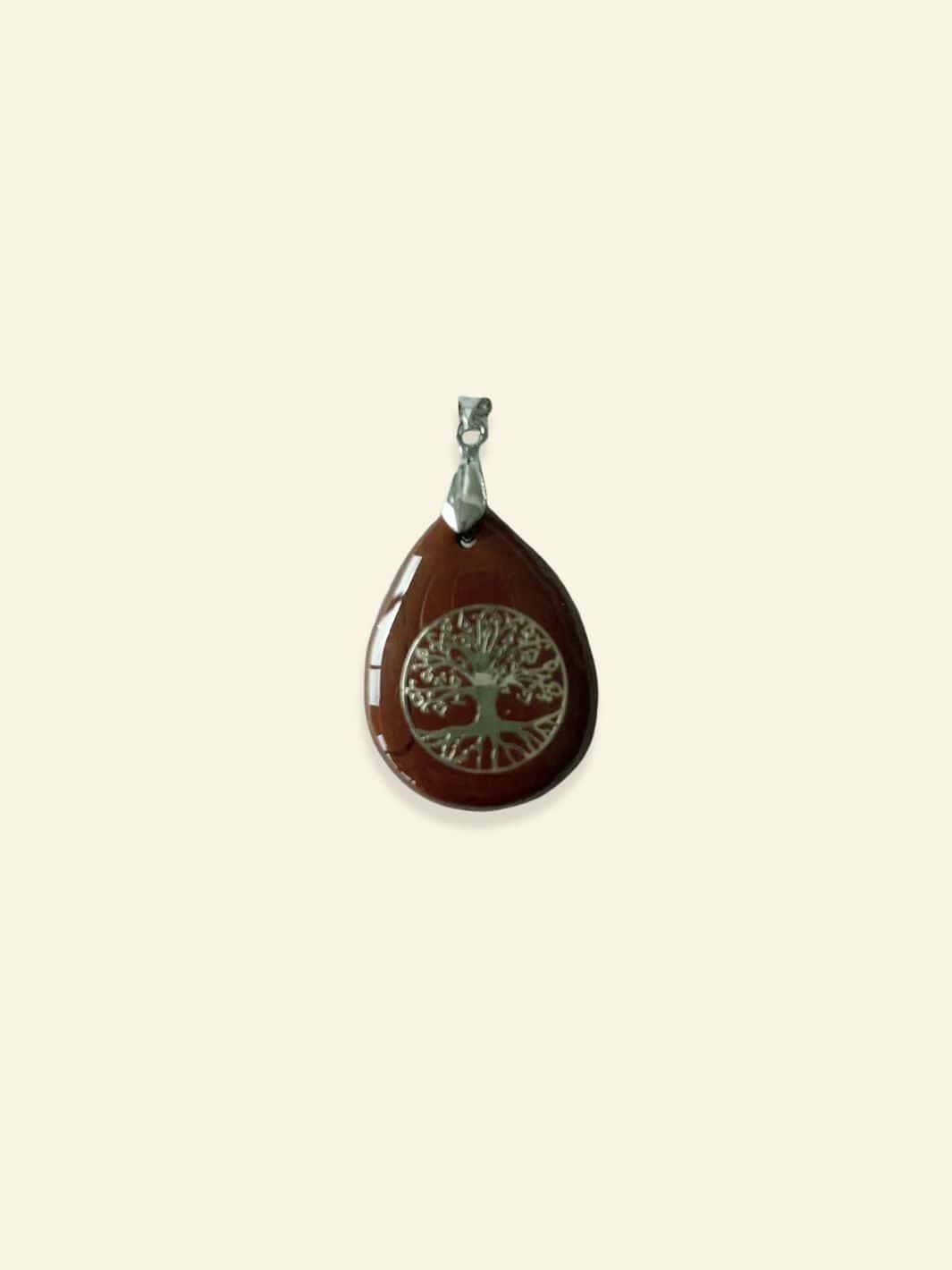 Pendentif Arbre de Vie Chakras Agate rouge