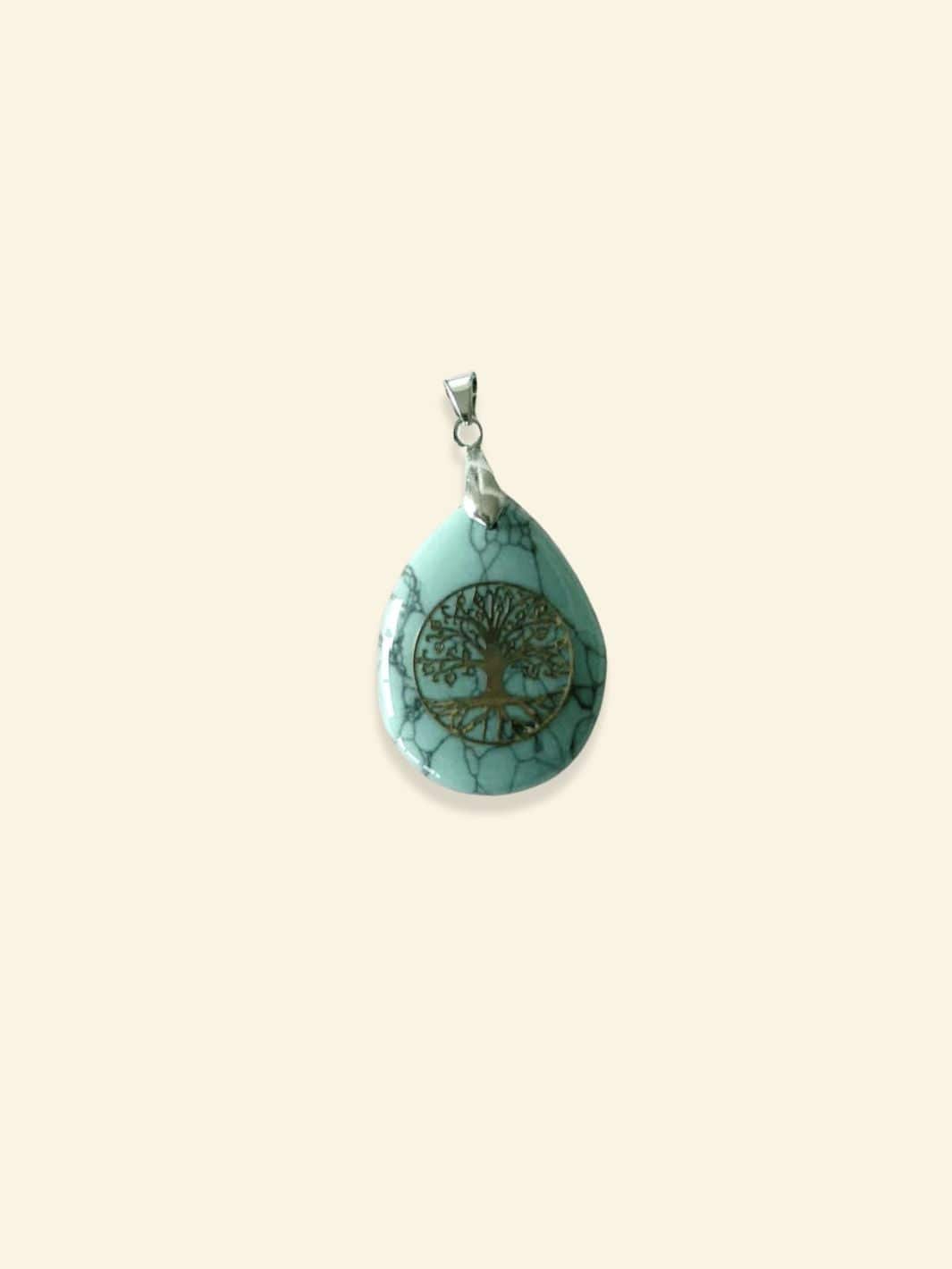Pendentif Arbre de Vie Chakras Bleu Turquoise