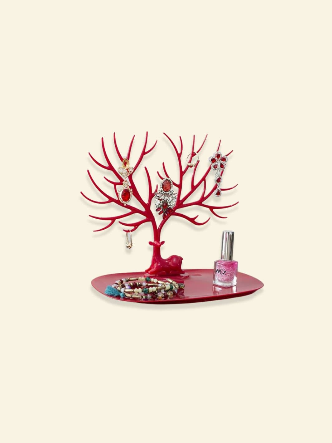 Présentoir à Bijoux Arbre de Vie Rouge