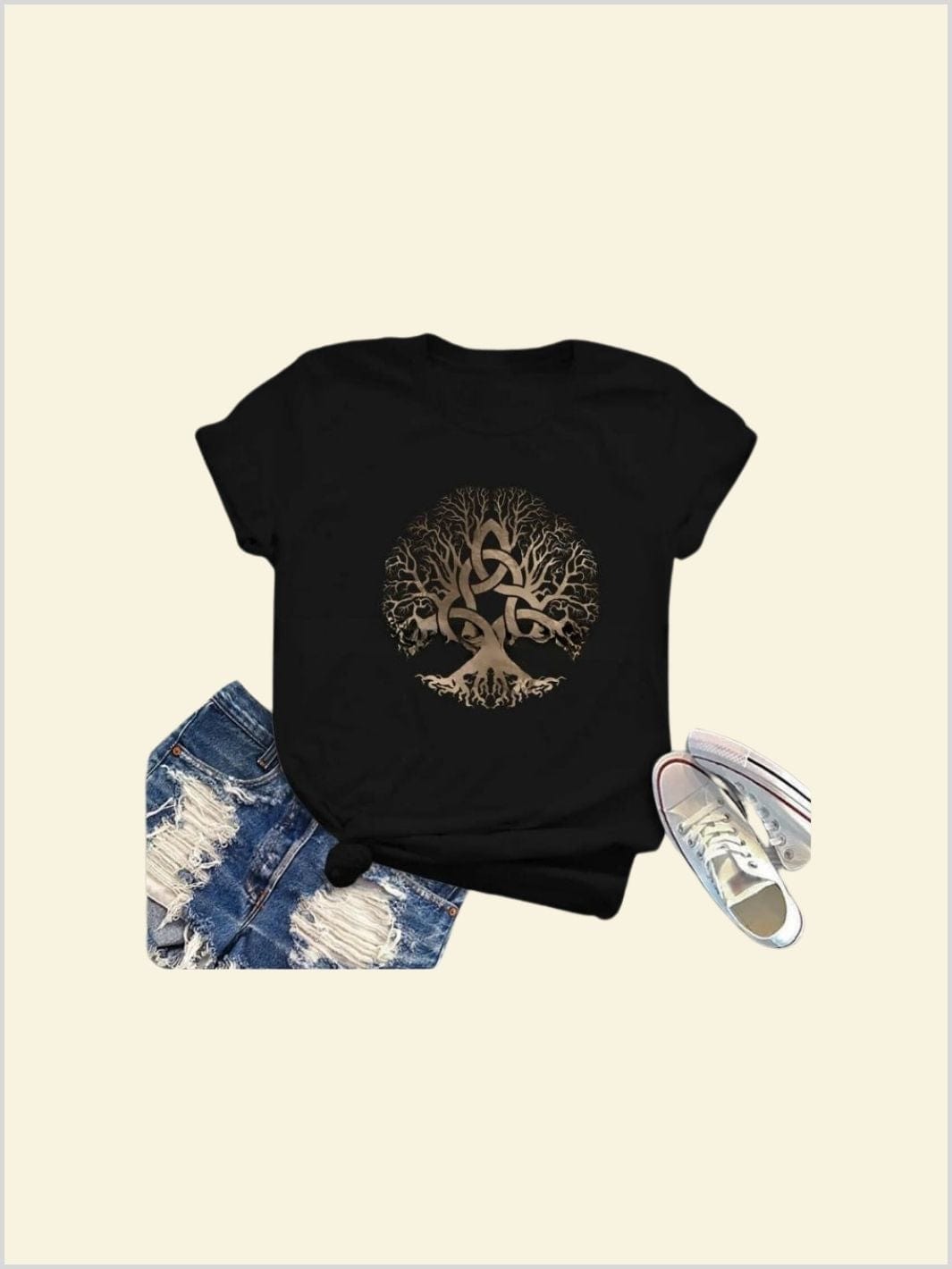 Tee-Shirt Arbre de Vie Femme Noir / XS